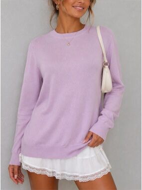 BÊCOOL • Light Lavender/Lilac Long Sleeve Crewneck Knit Sweater, S